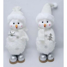 Фигурка новогодняя Счастливый снеговик 36 см, серебро_3