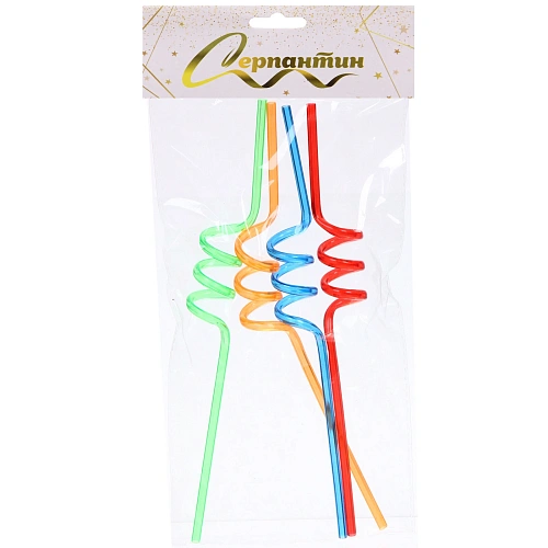 Трубочка для коктейля Яркая спираль (набор 4 шт), микс цветов_3