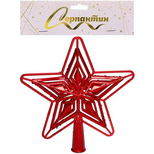 Звезда на ёлку Ажурный вечер 15 см, Красный_7