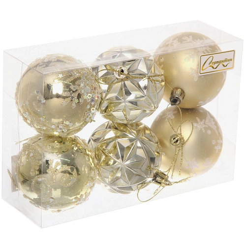 Набор шаров Вивальди 6 см (в наборе 6 шт), Золото_2