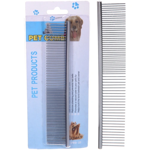 Расческа - пуходёрка комбинированная из нержавеющей стали для животных "ЛАПУСИКИ", цвет хром, 17*3см (блистер)
