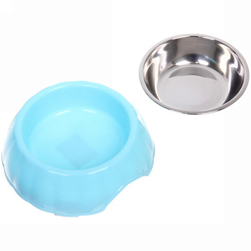 Миска пластиковая с металлической чашкой Классик 165см цвет голубой_3