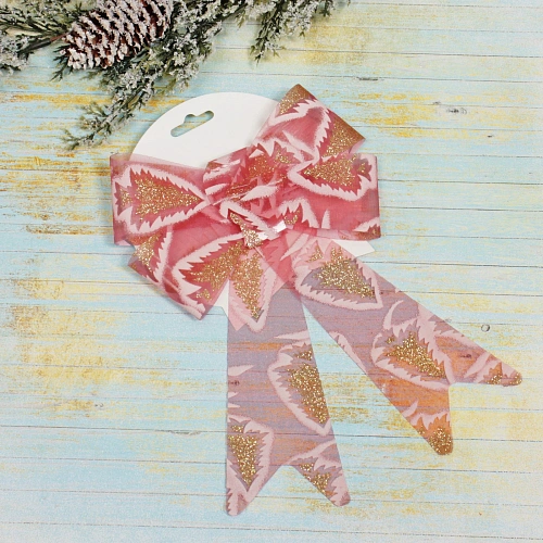 Бант на ёлку Очарование 1723 см, Красный_3