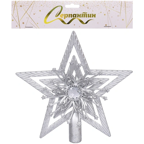Звезда на ёлку 1414 см Лучезарная, Серебро_4