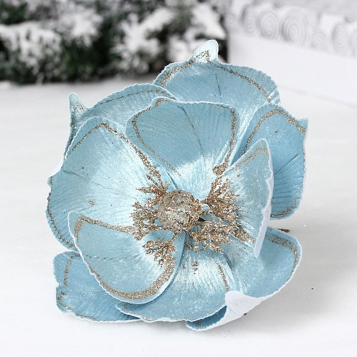 Украшение новогоднее "Пуансеттия - Симфония" 21 см, Голубой