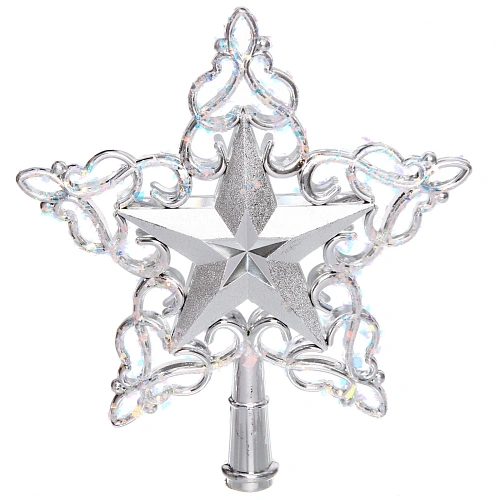 Звезда на ёлку Снежная звезда 20 см, Серебро_6