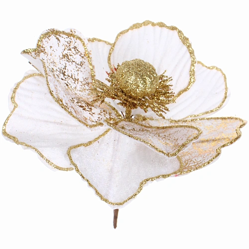 Украшение новогоднее Пуансеттия - Нежность 15 см, БелыйЗолото_3