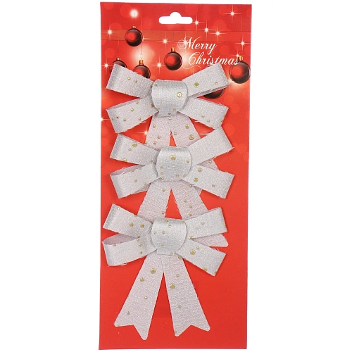 Бант на ёлку Волшебство 9,511,5 см (набор 3 шт), Серебро_3