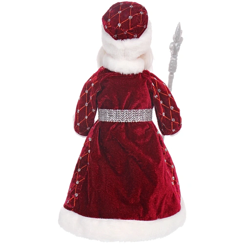 Дед Мороз музыкальный Красный бархат 40 см (бордовая шубка)_5