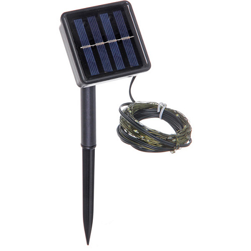 Гирлянда для улицы Росинка 10 м 100 ламп LED проволочнпров зелен, 8 реж,IP-54, Зеленый (солнечная батарея)_6