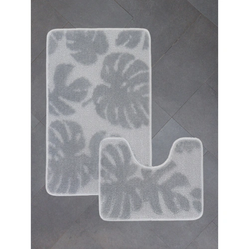 Комплект ковриков для ванной и туалета My Crystal серия Gold 50*60см, 60*100см серый, папоротник