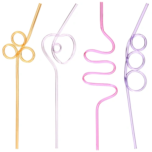 Трубочка для коктейля Неоновый вихрь (набор 4 шт), микс цветов_2