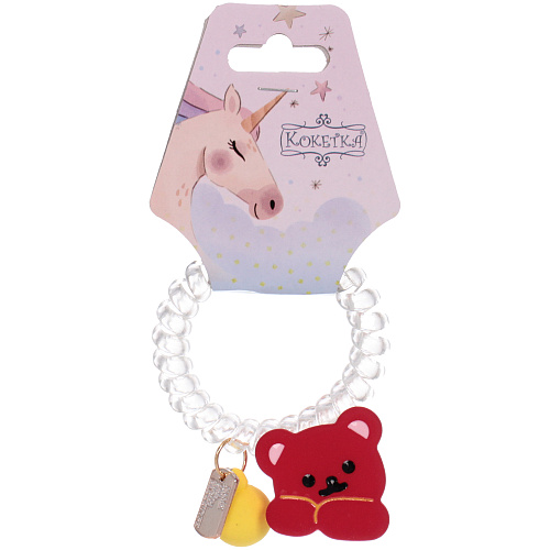 Резинка для волос силиконовая Salon Bon Bon, мишка, микс 5 цветов, d-5,5см, ( подвес единорог)_5