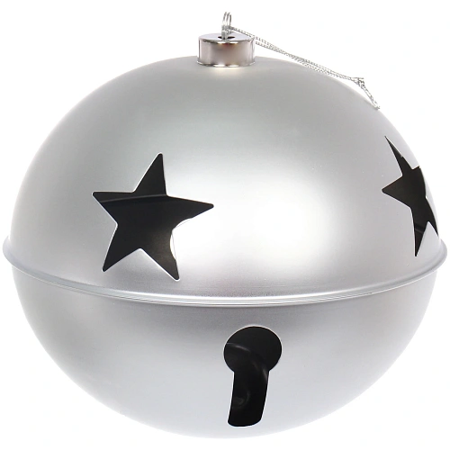 Новогодний шар Бубенчик 20 см, Серебро_3