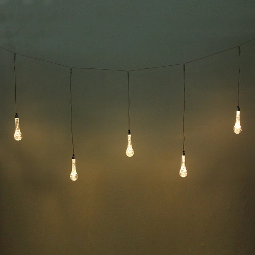 Гирлянда для улицы БАХРОМА Ледяная капля ш3,5 в0,60,8 м (8 насадок h-18 см), прозр пров, постсвечение,IP-65, 220v,Теплый белый_7