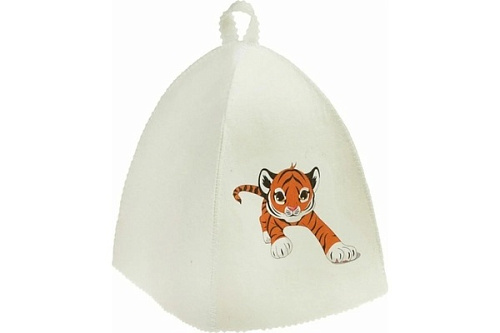 Шапка банная детская классическая с принтом "Тигренок играет", цвет белый, (без упаковки)