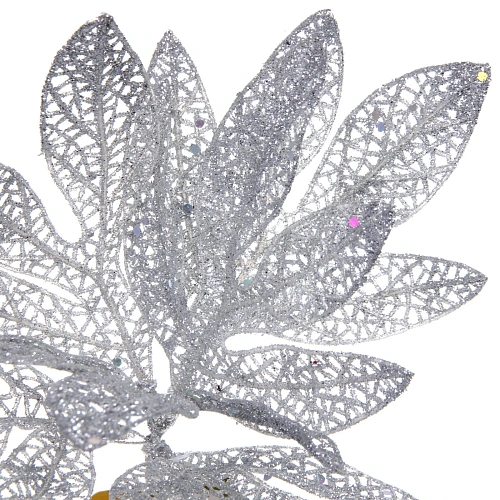 Ветка декоративная Сказочный листопад 25 см, Серебро_4