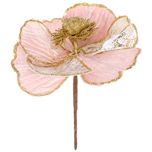 Украшение новогоднее Пуансеттия - Нежность 15 см, РозовыйЗолото_3