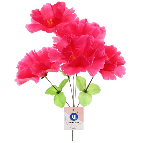 Цветы искусственные 30см Цветочная фантазия 5 цветков красные_3