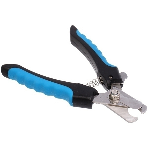 Когтерез для животных ЗООУЛЬТРА, пружинный механизм, ручки прорезиненные - волна, цвет чёрный  голубой, 16см_9