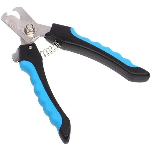 Когтерез для животных ЗООУЛЬТРА, пружинный механизм, ручки прорезиненные - волна, цвет чёрный  голубой, 16см_10