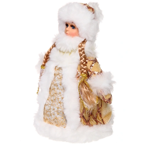 Снегурочка для подарков и конфет Куча подарков 30 см (золотая шубка)_4