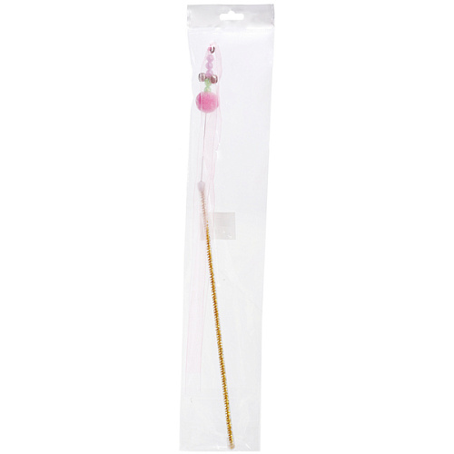 Игрушка - дразнилка на палочке ЦапЦап, ленточка, цвет розовый, см, 42см ( пакет с подвесом)_4