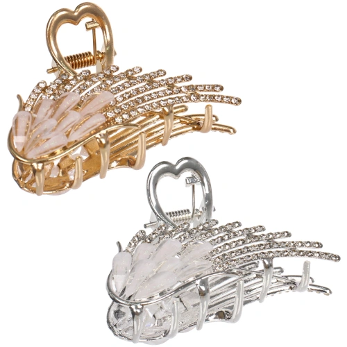 Заколка - краб для волос на блистере "LAVITA", крылышко, цвет серебро и золото, 6,3*4см