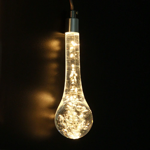 Гирлянда для улицы БАХРОМА Ледяная капля ш3,5 в0,60,8 м (8 насадок h-18 см), прозр пров, постсвечение,IP-65, 220v,Теплый белый_4