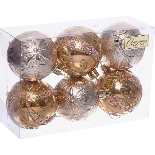 Набор шаров Шарм 6 см (в наборе 6 шт), Янтарь_2