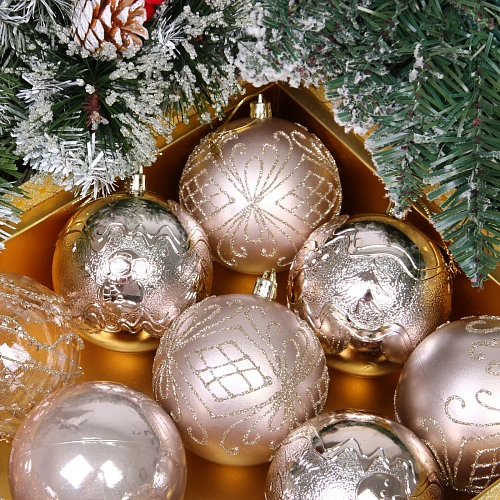 Новогодние шары Волшебство ночи 8 см (набор 12 шт), Шампань_7