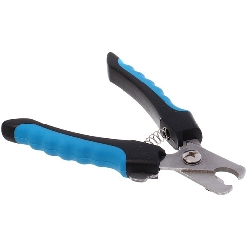 Когтерез для животных ЗООУЛЬТРА, пружинный механизм, ручки прорезиненные - волна, цвет чёрный  голубой, 16см_8