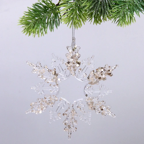 Подвеска Волшебный снегопад 13,5 см, БелыйЗолотой блеск_5