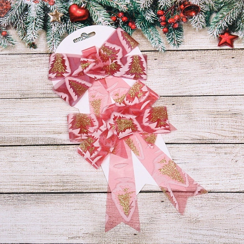 Бант на ёлку Очарование 1418 см (набор 2 шт), Красный_3