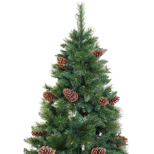 Елка светодиодная Лесная метель 180 см, ПВХ+леска (шишки и напыление), 671 ветка, 190 ламп LED, Теплый белый_9