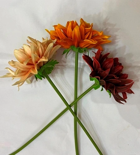 Цветы искусственные "Natur" 34см Хризантемы 3шт бордовые