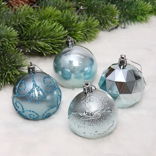 Новогодние шары Зимняя вечеринка 6 см (набор 16 шт), Голубой_7