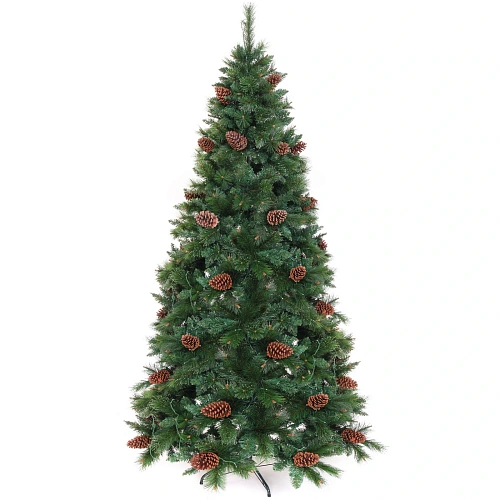 Елка светодиодная Лесная метель 240 см, ПВХ+леска (шишки и напыление) 1511 веток, 310 ламп LED,Теплый белый_3