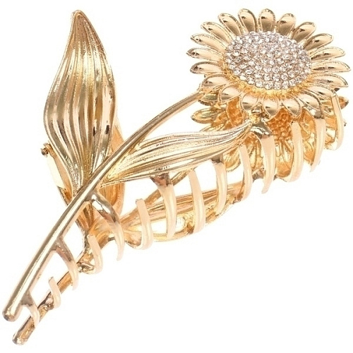 Заколка - краб для волос на блистере ДЕ Палма, подсолнух, цвет золото и серебро, 11555см _3