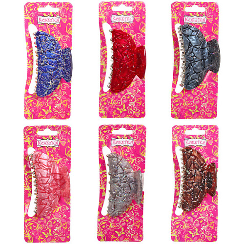 Заколка-краб для волос  ЭЙФОРИЯ, мира, микс 6 цветов, 8см (блистер Кокетка)_13