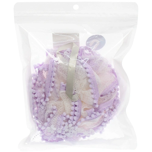 Мочалка нейлоновая Premium - SEFORA, цвет сиреневый, d-11см, 50гр, (ZIP пакет)_5