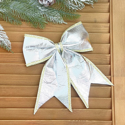 Бант на ёлку "Нежность" 19*22*8 см, Серебро