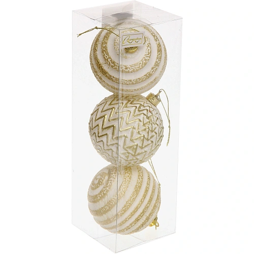 Новогодние шары VERSAILLES Лесное таинство 8 см (набор 3 шт), Белыйзолото_2