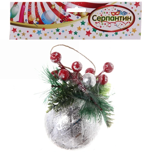 Новогодний шар Лесная сказка 8 см, Серебро_3