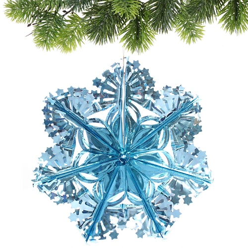 Украшение фольгированное Сказочная снежинка d-30 см, Голубой_5