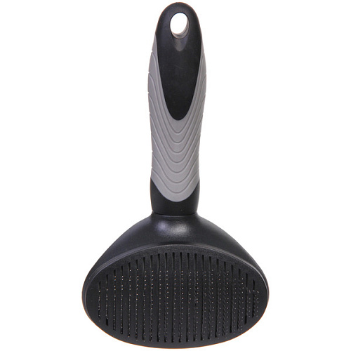 Расческа - пуходерка с кнопкой самоочистки ПРЕМИУМ - МОЙ БРО, прорезиненная ручка, цвет серыйчерный, 113195см _5