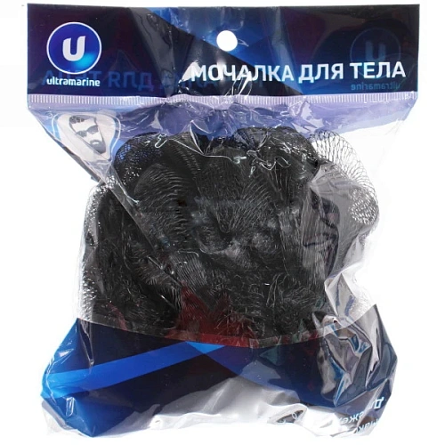 Мочалка для тела полипропиленовая Ultramarine - Мужская, цвет черный, d-13см, 50гр_4