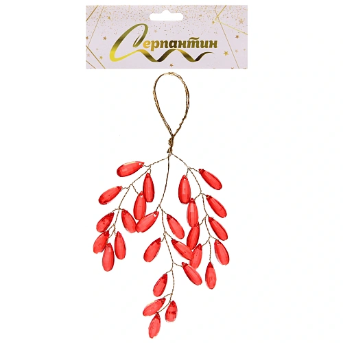 Ветка декоративная Волшебство ночи 20 см, Красный_4