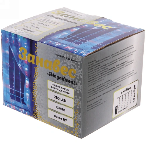 Гирлянда для дома ЗАНАВЕС Magnificent ш3 в2,8 м 280 ламп LED, прозрачнпров, более 8 реж, с пультом ДУ на подвесах, IP-20, RGRB (USB)_19