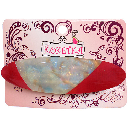 Заколка - автомат ЭКЛЕР, форма овал, тайра, микс 5 цветов, 92,7см (блистер Кокетка)_5